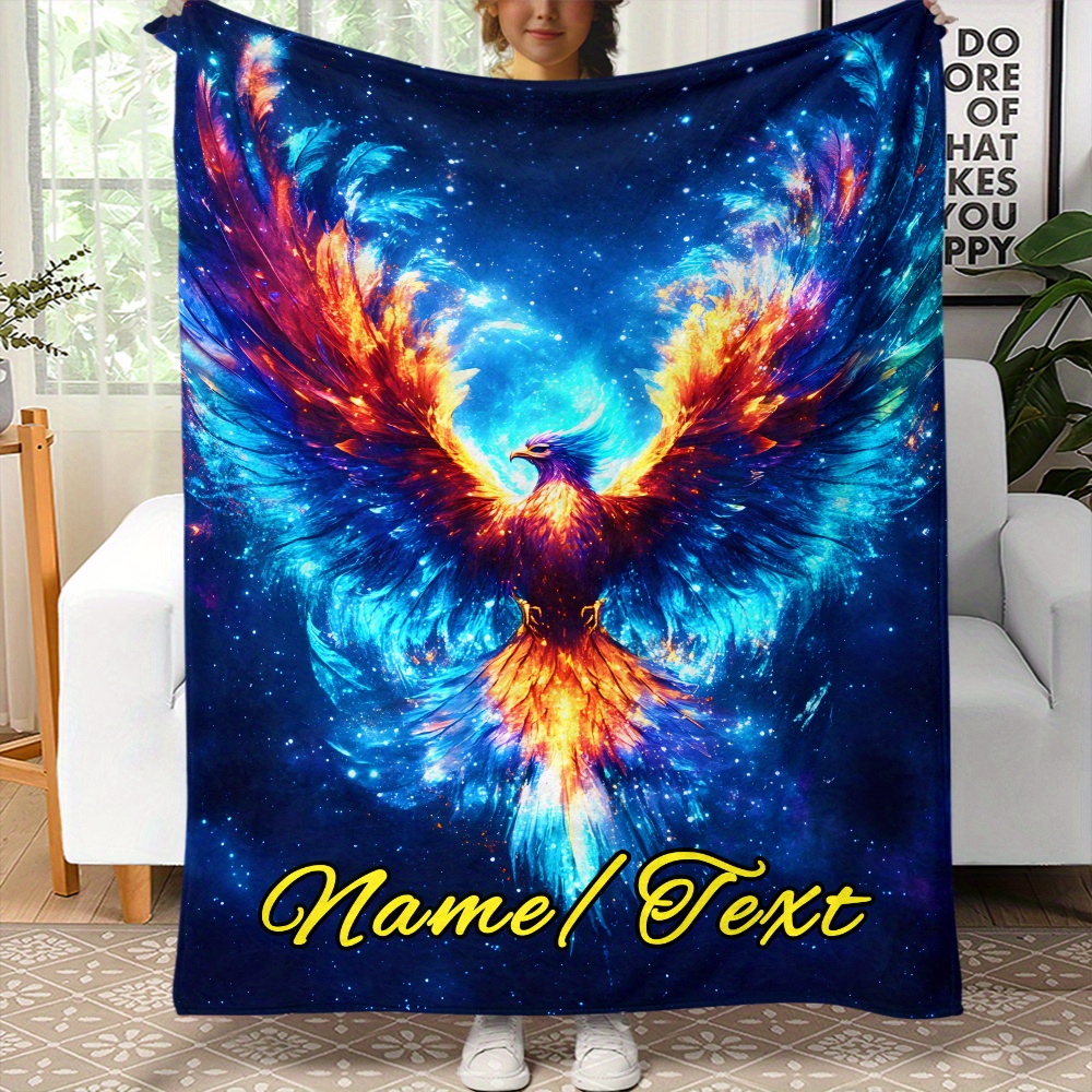 

1pc Customizable Phoenix Design Blanket - Lightweight Flannel Throw For Sofa, Chair, Bed, Travel, Camping, Office - 100% Polyester, Soft, Warm, - Ideal For Party Favors, Christmas, Easter,