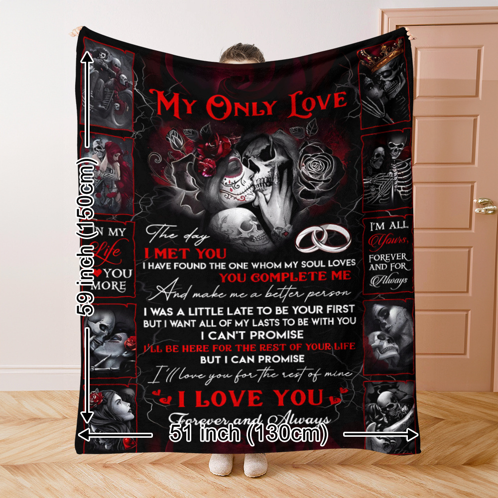 

And Rose Themed Throw Blanket - Flannel Cozy Blanket With Couple Rings And Design For Home Decor, Travel, And Gifts