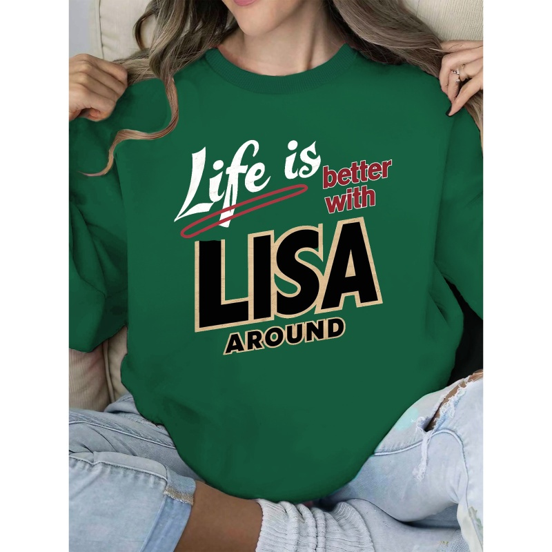 

Life Sweatshirt, Crew Neck Casual Sweatshirt For Fall & Spring, Women's Clothing