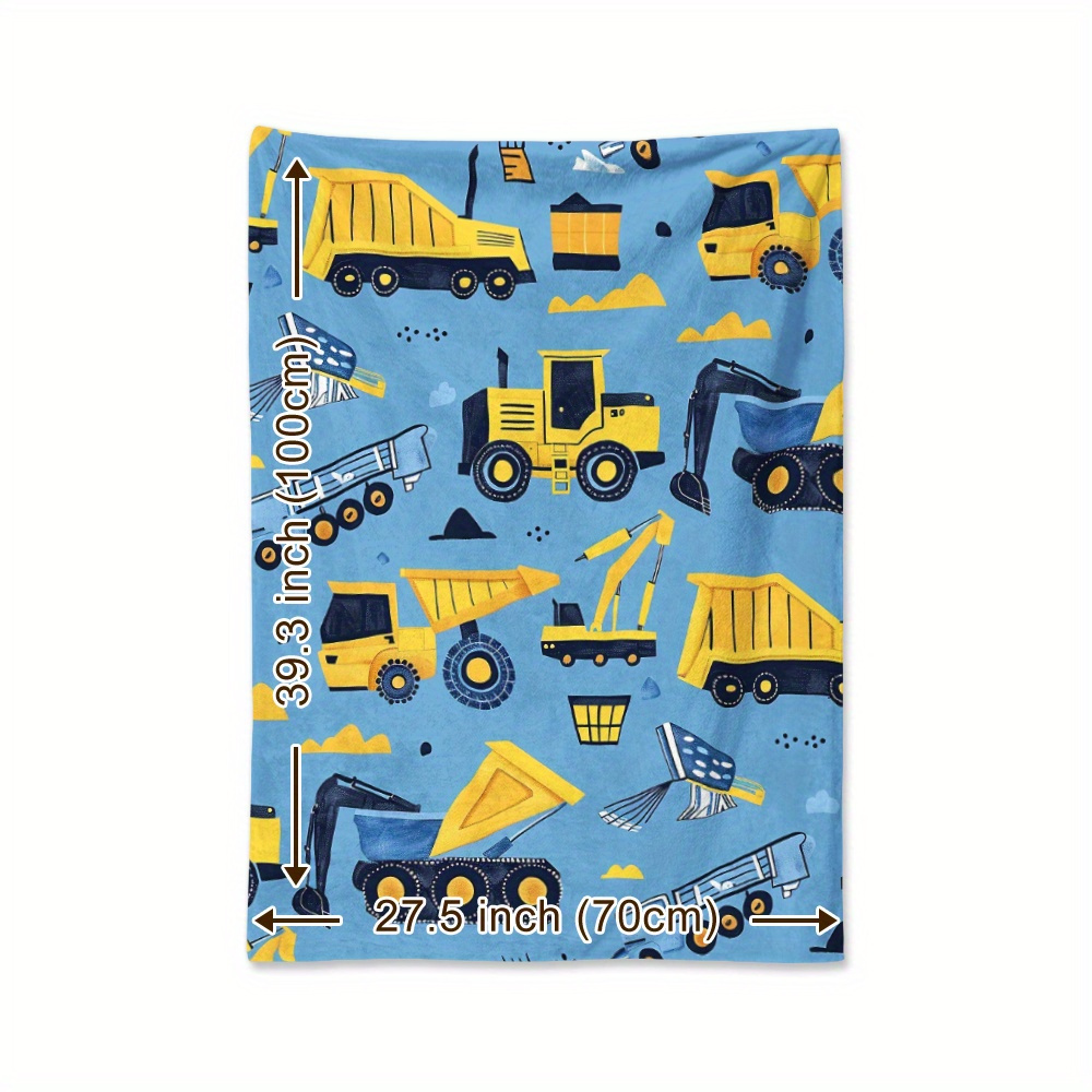 , Cozy Construction Vehicle Blanket -, Warm Excavator & Truck - For, Camping, Travel & Decor: retailer-supplied image