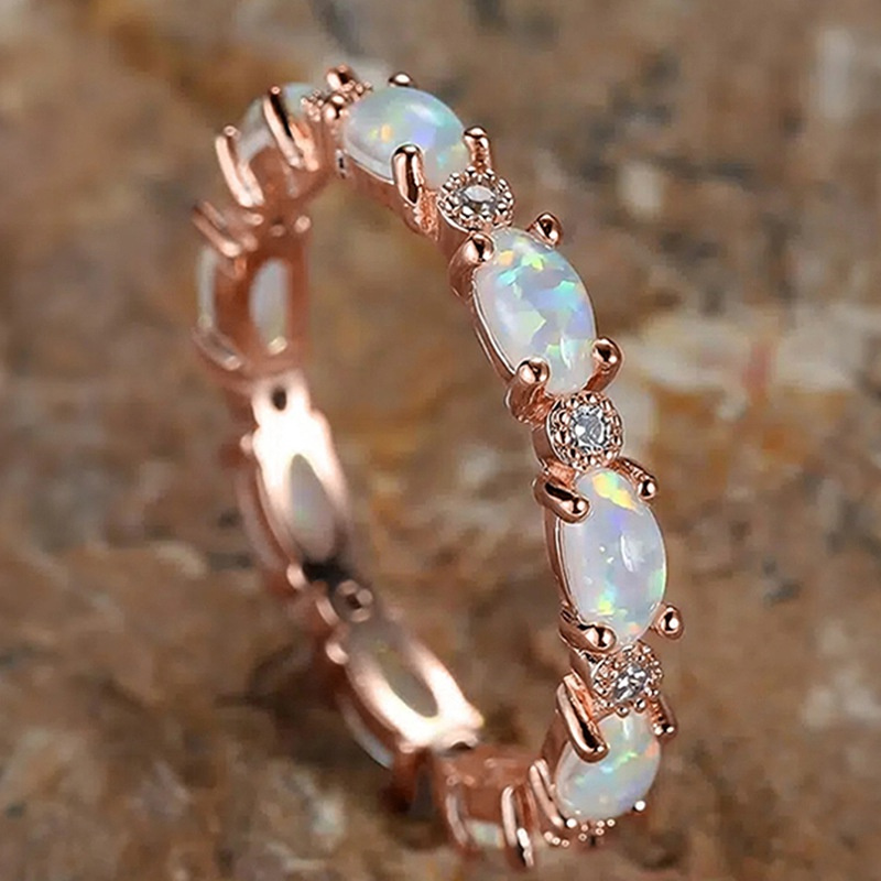 

European And American Fashion Best-seller Bridal Small Oval Ring Opal Stacking Ring Design