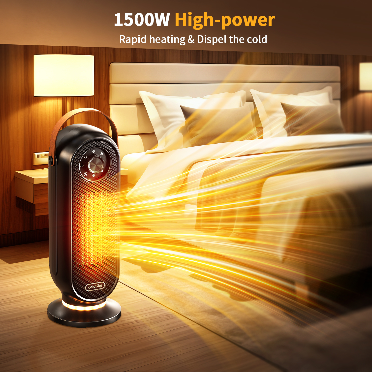 TEMU 1500w Ptc Space Heater With Thermostat, & Tip-over, Portable Heater For /office, Fast, Abs/, 110-130v, For Large Rooms, Safe For /pets, Plug (note: No /energyguide)
