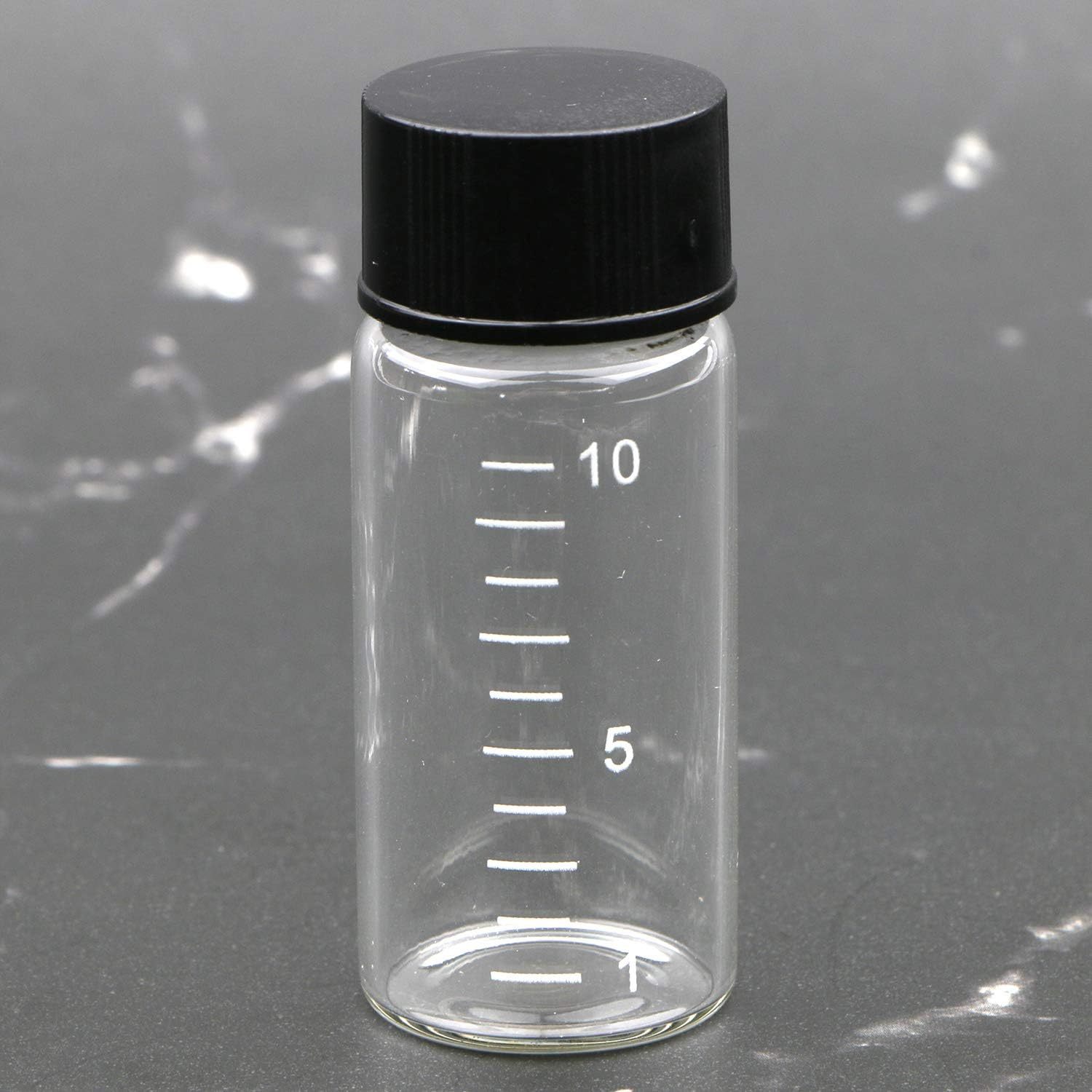 

50pcs 0.33oz 10ml Clear With And Scale Lab Sample Vials Empty Refillable Perfume Travel Mini Glass Graduated Measuring Bottles With Screw Caps For Essential Oils