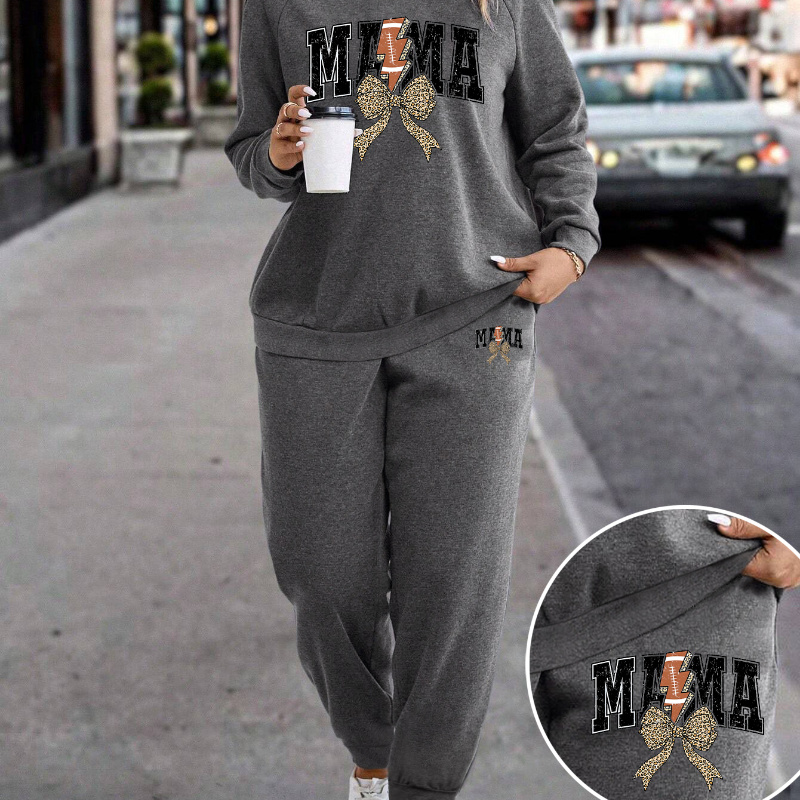 

Plus Size Knit Tracksuit Set With Geometric Pattern - Casual Crew Neck Long Sleeve Sweatsuit With Medium Stretch Polyester (95%) And Elastane (5%) - Pd-162