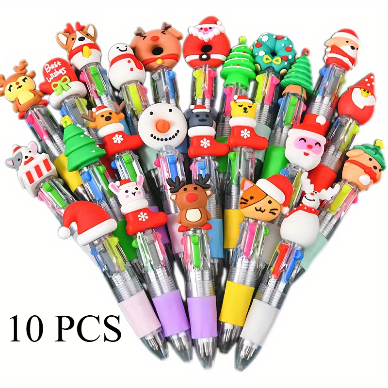 TEMU 10pcs Vibrant Ballpoint Pens Set - 4 , Fine 0.5mm , Retractable , Ergonomic , Writing , For School, , And Gifts