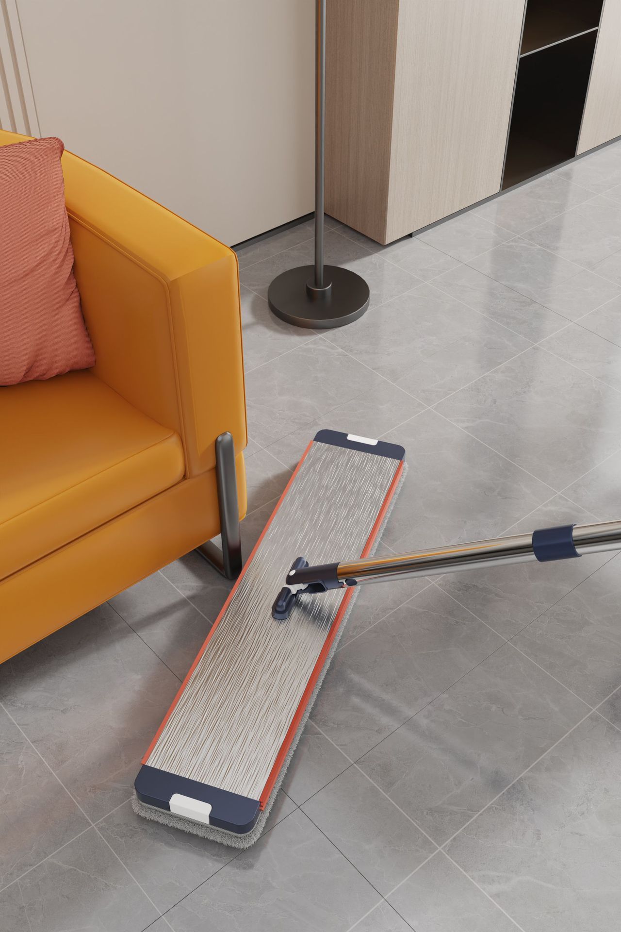 flat mop and bucket set with self cleaning system dual chamber dry wet   hands free washing ideal for living room hardwood tile and laminate floors details 6