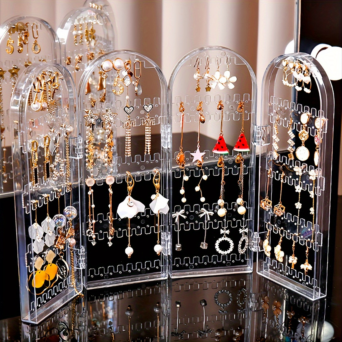 

Spacious 240-hole Clear Acrylic Earring Display Stand - Large Capacity Jewelry Organizer, Holder For Dangle, & Charms, Ideal For Small Businesses & Retailers, With Snap Closure,