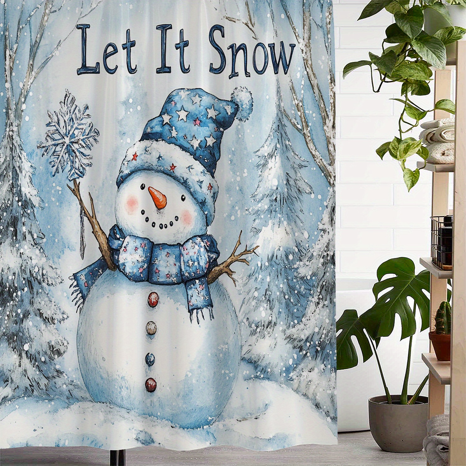 

A Christmas Shower Curtain Snowman And , And , Including 12 , Curtain For