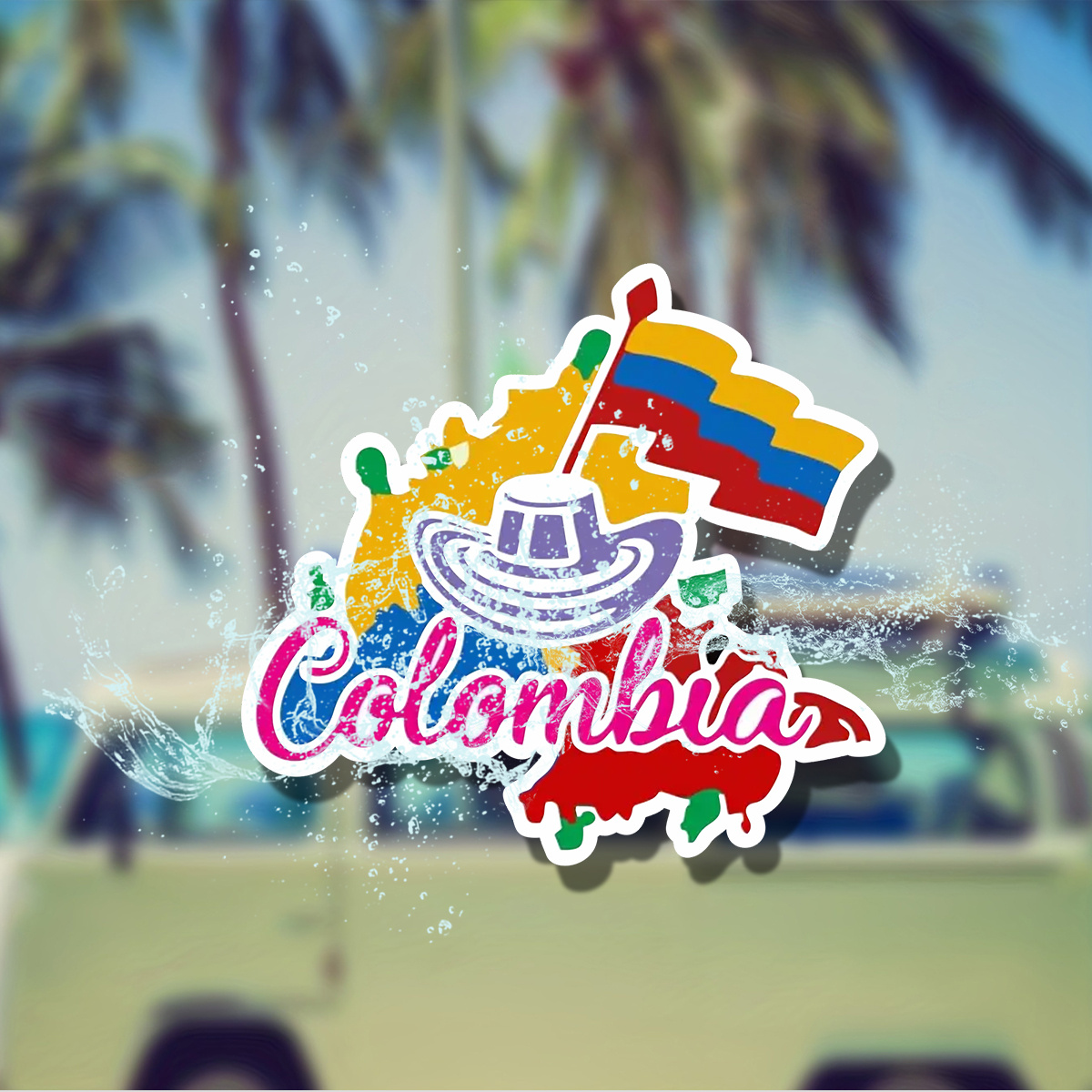 

Vibrant Colombia-themed Vinyl Decal Stickers - Waterproof & Self-adhesive For Cars, Trucks, Motorcycles & Walls - Cartoon Hat Design