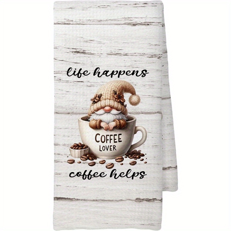 

1 Set Of 18*26 Inch Kitchen Towel Coffee Gnomes Coffee Bar Decorated Kitchen Towel, Women Can Repeatedly Use Soft And Skin-friendly Lovely Towel Atmosphere Decorative Guest Guest