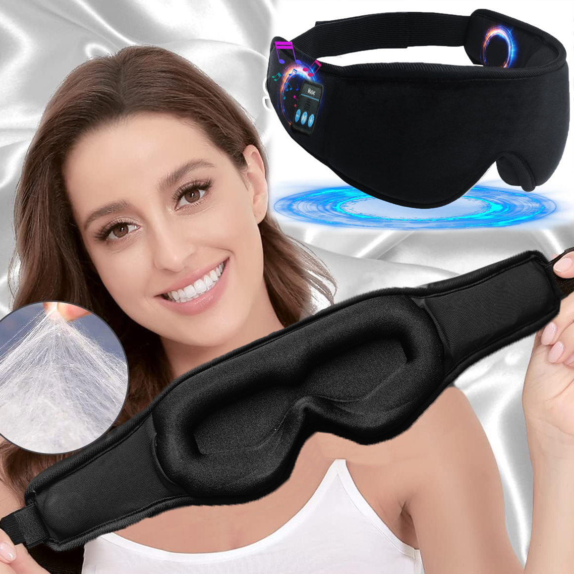 A 3D Sleep Mask with BT 5.2 Headphones, Featuring a Wireless Music Eye Mask with a Non-Compressed Eye Contour, Perfect for Side Sleepers, Making It an Ideal Gift And Travel Essential, Equipped with a Built-In Type-C Data Cable. 3 A 3D Sleep Mask with BT 5.2 Headphones, Featuring a Wireless Music Eye Mask with a Non-Compressed Eye Contour, Perfect for Side Sleepers, Making It an Ideal Gift And Travel Essential, Equipped with a Built-In Type-C Data Cable. - Image 3
