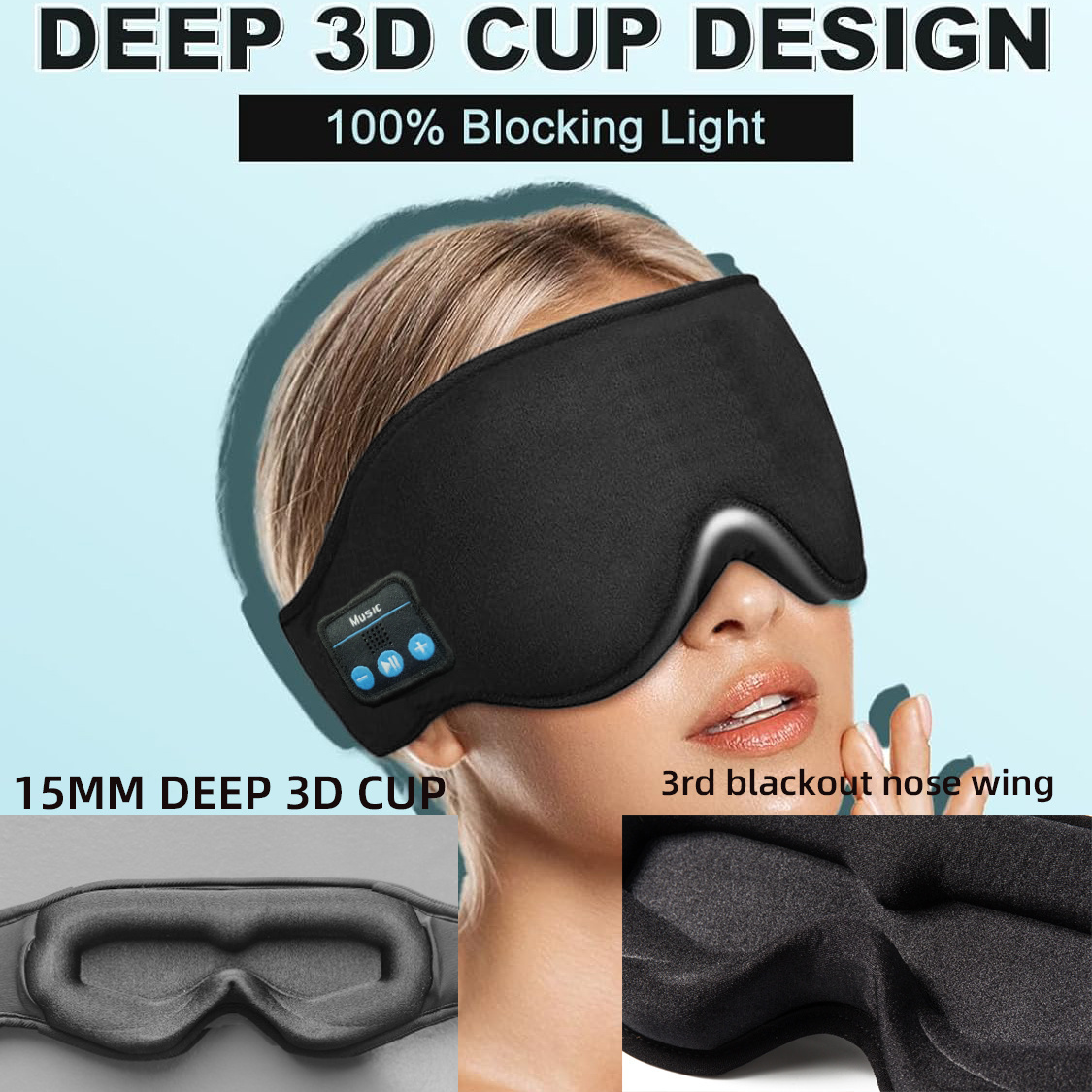 A 3D Sleep Mask with BT 5.2 Headphones, Featuring a Wireless Music Eye Mask with a Non-Compressed Eye Contour, Perfect for Side Sleepers, Making It an Ideal Gift And Travel Essential, Equipped with a Built-In Type-C Data Cable. 12 A 3D Sleep Mask with BT 5.2 Headphones, Featuring a Wireless Music Eye Mask with a Non-Compressed Eye Contour, Perfect for Side Sleepers, Making It an Ideal Gift And Travel Essential, Equipped with a Built-In Type-C Data Cable.