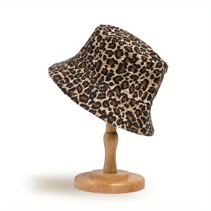 

Double-sided Leopard Hat, Polyester, Lightweight, Reversible, Unisex, Sun Protection, Travel And Fishing Cap, Hand Washable - Holiday Theme For New Year Celebration