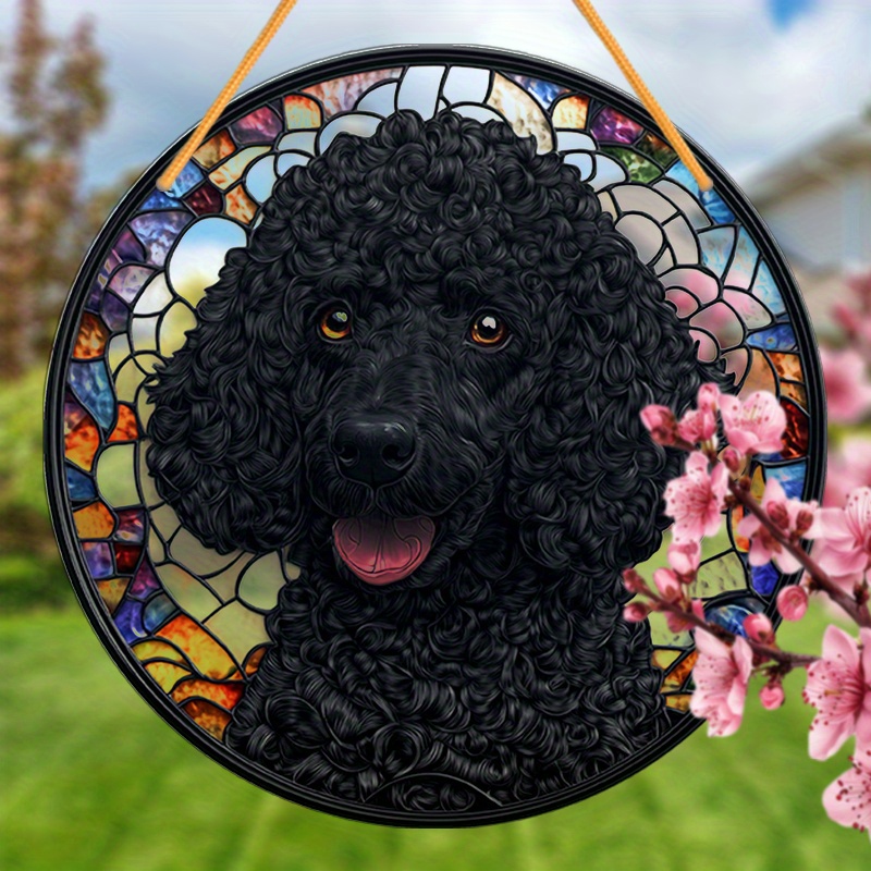 

Black Poodle Acrylic Window Hanging Sign - Decorative Round Acrylic () Suncatcher For Home, Porch, Garden - Pet Theme Decor Gift With Nylon Rope - 1pc, 8x8 Inch