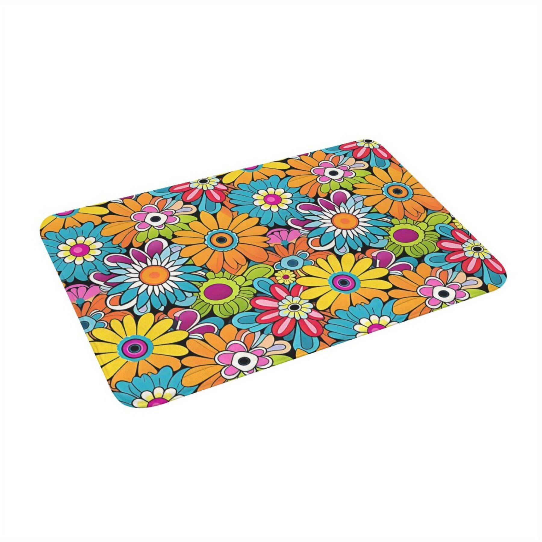 

1pc Tapis de porte antidérapant Tapis de bain Fleurs Hippie Tapis de sol Tapis d'entrée Tapis décoratif pour