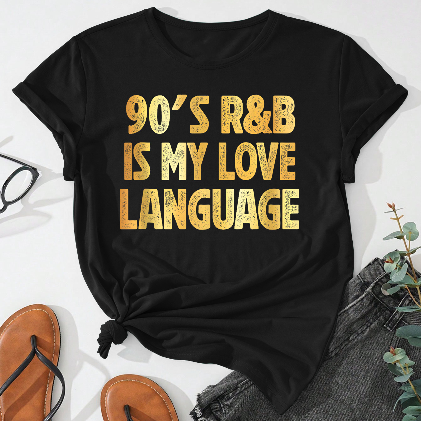 

Women's Casual Crew Neck T-shirt With 90's R& Language Graphic - Knit Polyester , Elastane, Regular Fit, Short Sleeve, Slight Stretch - All Season Pullover Tee