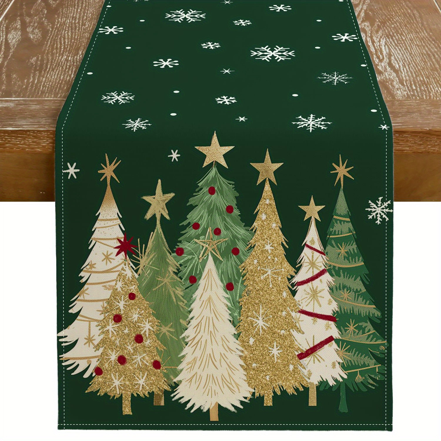 

Christmas Table Runner Polyester - Machine Made And For Holiday Dining Decor, Suitable For Indoor And Outdoor Banquets