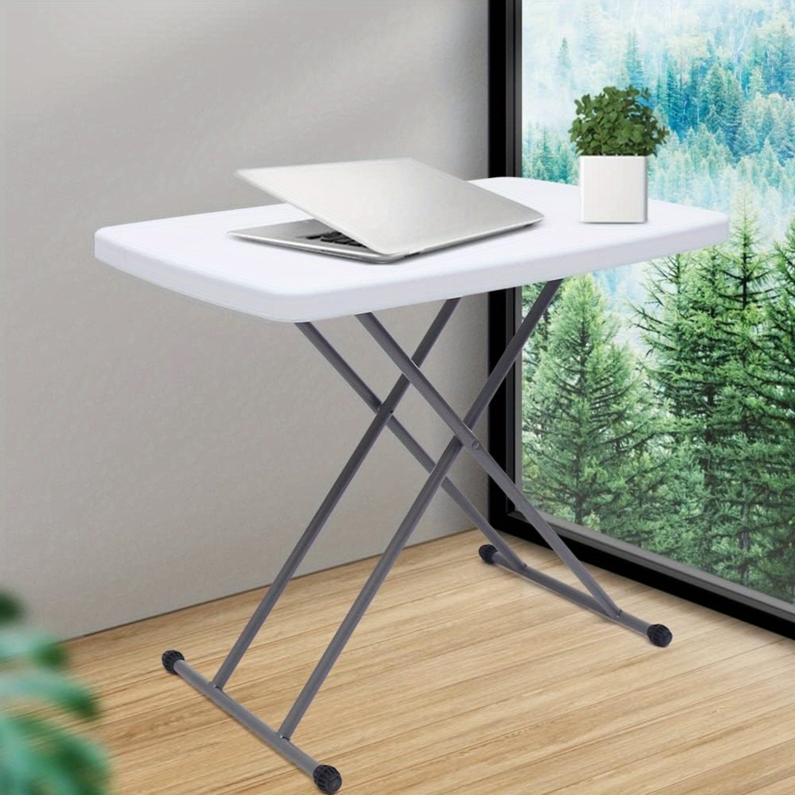 

Adjustable Folding Table, Portable Folding Table, Utility Folding Table With Collapsible Legs, Portable Folding Laptop Table Indoor Outdoor Square Dining Table For Camping Picnic Party (white)