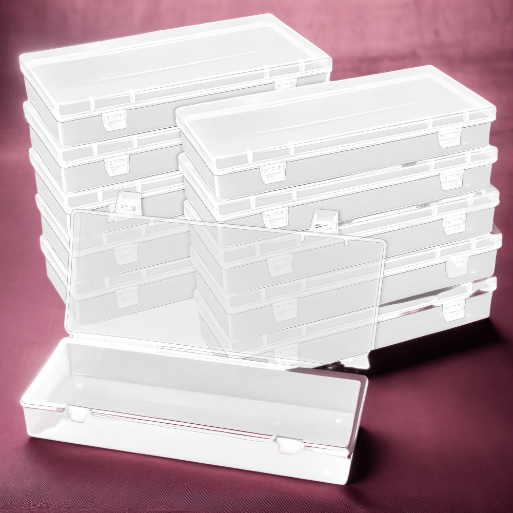 

10 Transparent Double Rectangular Portable Plastic Empty Boxes With , Stationery Boxes, Jewelry, , Hardware Accessories, Packaging Boxes