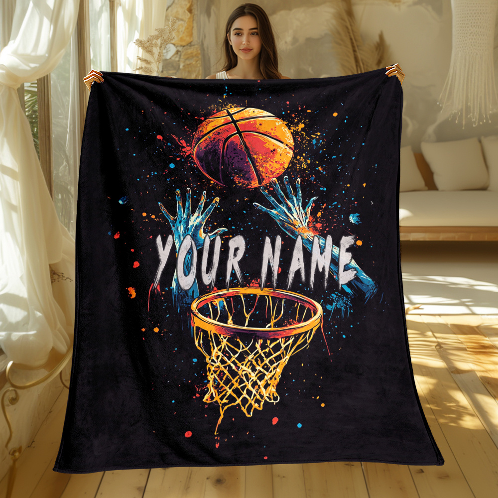 TEMU Personalized Blanket - Polyester, No , Fleece For Sofa, Bed & - For Christmas, Halloween, , New , , Weddings & - 1pc For - Use