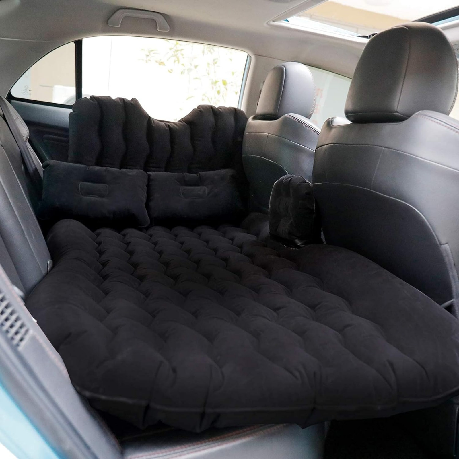 TEMU Inflatable Car Air Mattress Back Seat Bed, Car Bed Thickened Car Camping Air Mattress Bed With Air Pump, Portable Car Travel Mattress, Car Sleeping Mattress Bed For Car Universal Suv(black)