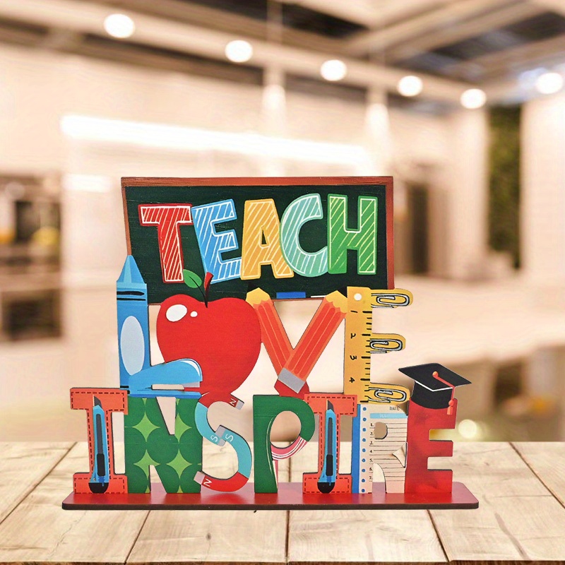 TEMU 1pc Wooden Teacher Appreciation Desktop Decor - 