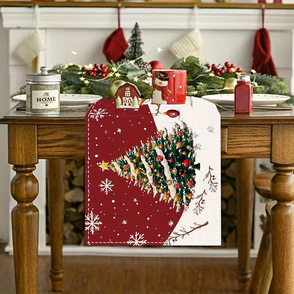 

Holiday-themed Woven Polyester Table Runner - 72" Christmas Decoration, Rectangular Pattern With Elf & Winter For Home, Kitchen, Dining Room Decor - 1pc