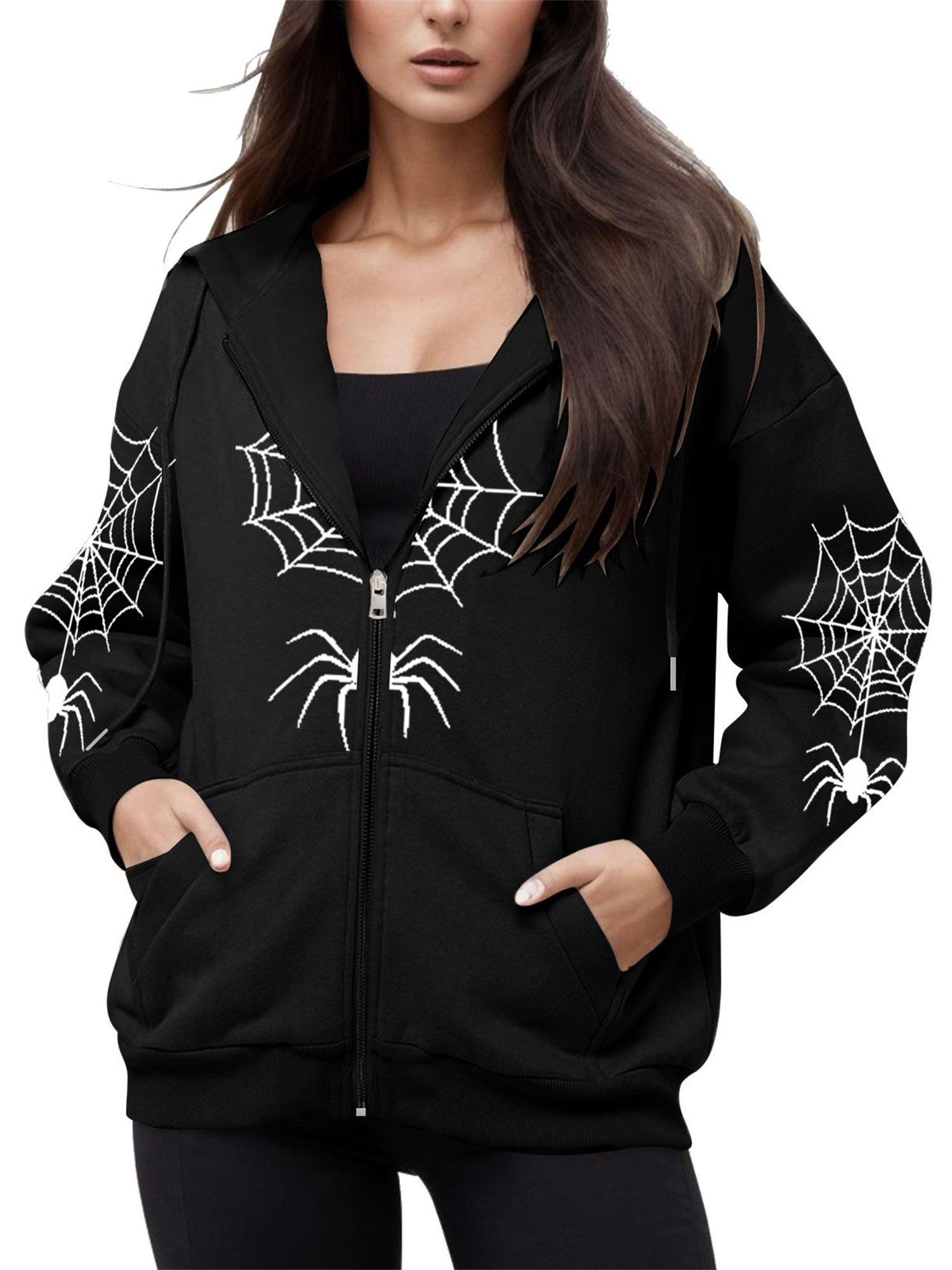 Sybnwnwm Spider Hoodie Y2K Grunge Hoodies Spider Web Grafische Hooded Sweatshirt Nieuwigheid Streetwear Trui, Groen, 4XL