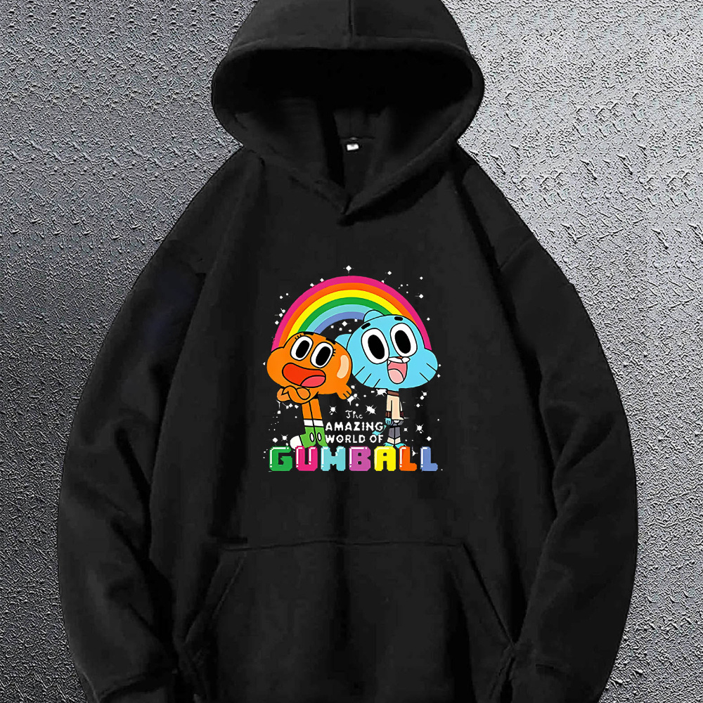 

Men's Trendy Rainbow Cartoon Print Hoodie - Casual Pullover With Kangaroo Pocket, Loose Fit Long Sleeve Sweatshirt For Fall & Winter