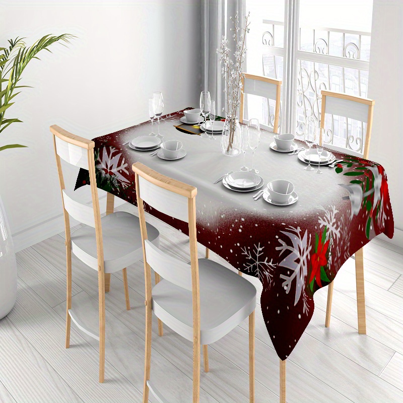 

1pc Christmas Pattern Polyester Tablecloth, Waterproof And Easy To Clean, Large Size Furniture Decorative Table Cover, Ideal For Spring Decor, , And Holiday Parties