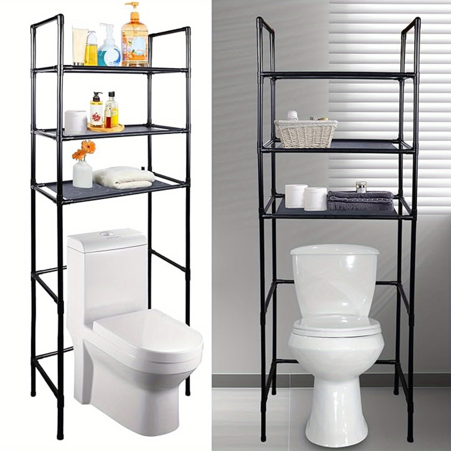 3 tier over the toilet bathroom organizer metal hanging shelving unit for   for laundry bathroom essentials fits over standard toilets for adults 18 1pc details 0