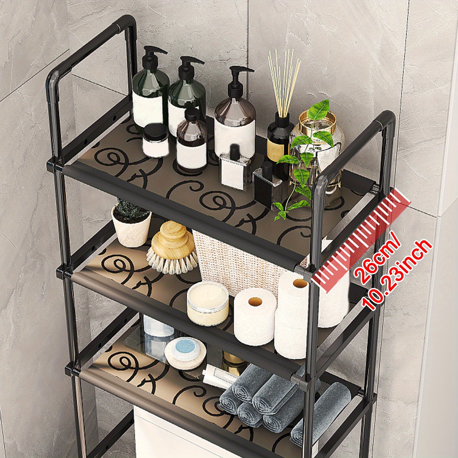 3 tier over the toilet bathroom organizer metal hanging shelving unit for   for laundry bathroom essentials fits over standard toilets for adults 18 1pc details 1