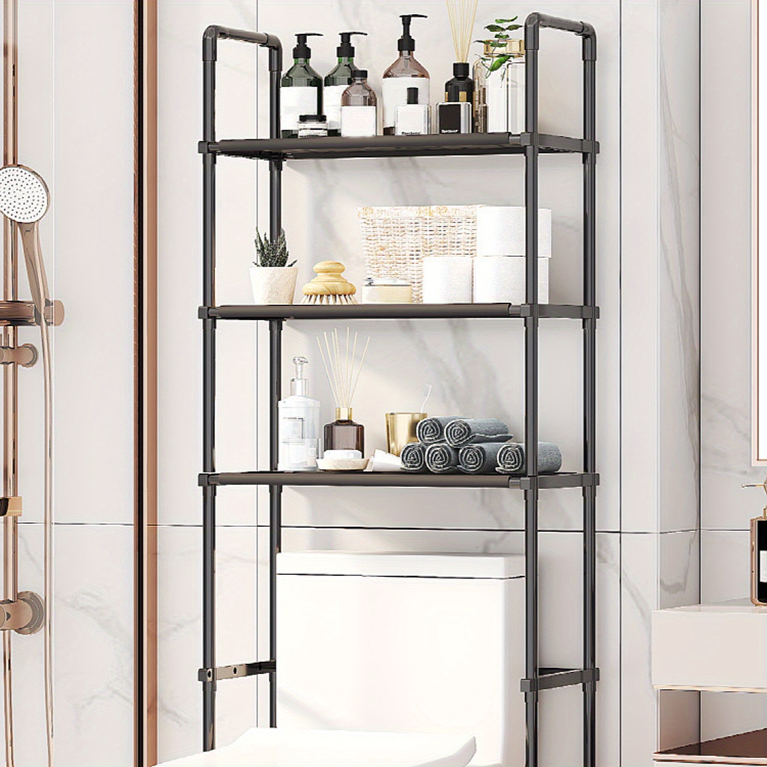 3 tier over the toilet bathroom organizer metal hanging shelving unit for   for laundry bathroom essentials fits over standard toilets for adults 18 1pc details 6