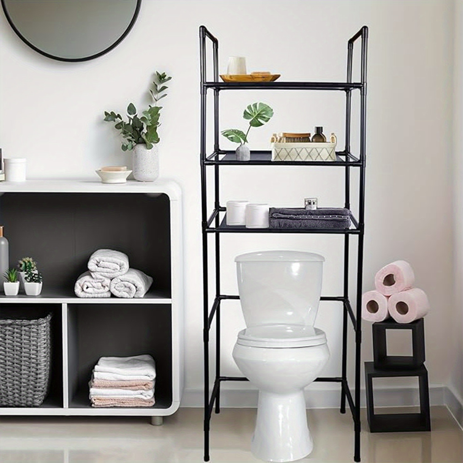 3 tier over the toilet bathroom organizer metal hanging shelving unit for   for laundry bathroom essentials fits over standard toilets for adults 18 1pc details 7