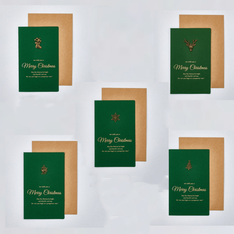 Vintage Bronzing Christmas Greeting Cards Set (5/10pcs With Envelopes) - Family, & Business - Unique Holiday Designs Featuring Snowmen & Santa, Ideal For & New Year Wishes