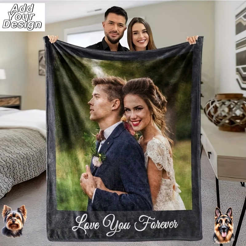 

Customized Blanket With Couple Photos, Personalized Gift For Wife, Husband, Girlfriend, Boyfriend 220g