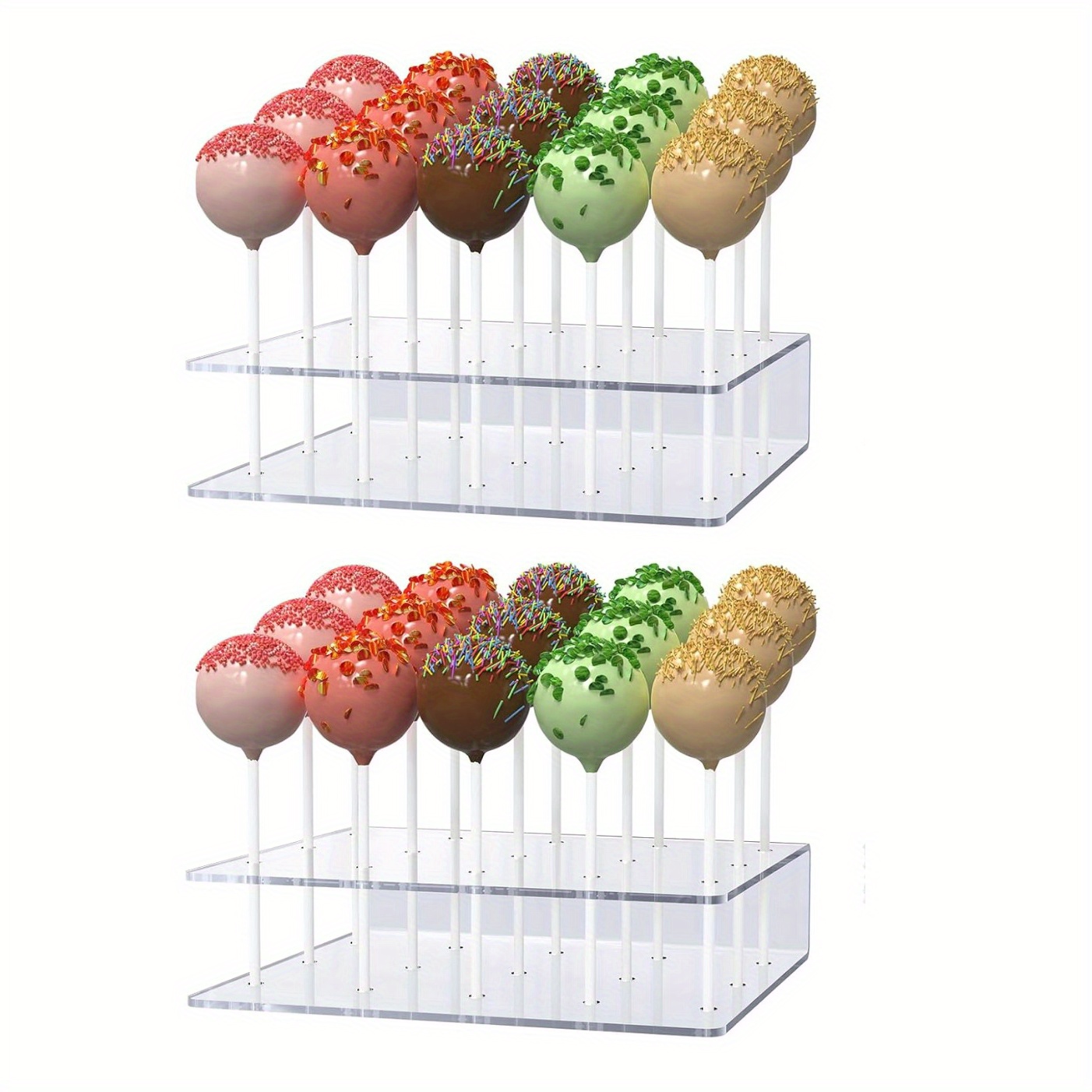 

2pcs Clear Acrylic Cake Pop Stands - 15-hole Lollipop Display Holders For , Cupcakes, And Desserts, Parties , Party Dessert Display | Stand | Acrylic Construction