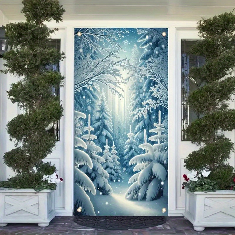 

[jit] 1pc Christmas Door Curtain 70.8in X 35.4in, Christmas And Winter Banner, Hanging Seasonal Banner, Used For Christmas And New Year Party Decoration