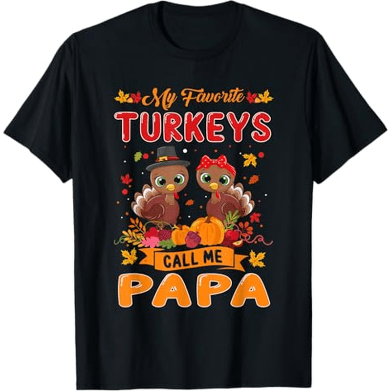 

Mens Turkeys Papa Cute Family Thanksgiving T-shirt, Thanksgiving Christmas Gifts For Men Women , S-xxxl, Black