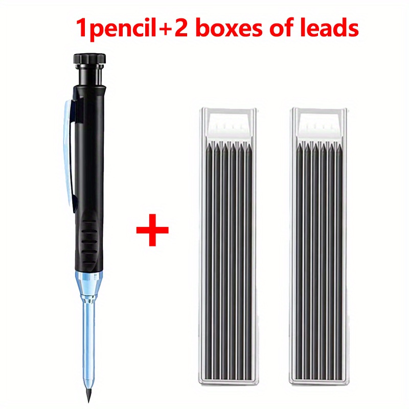 TEMU Ensemble de 3 pièces (1 crayon + 2 boîtes de ) pour avec 12 de rechange noires, de trous , dessin technique, taille-crayon intégré, outils de