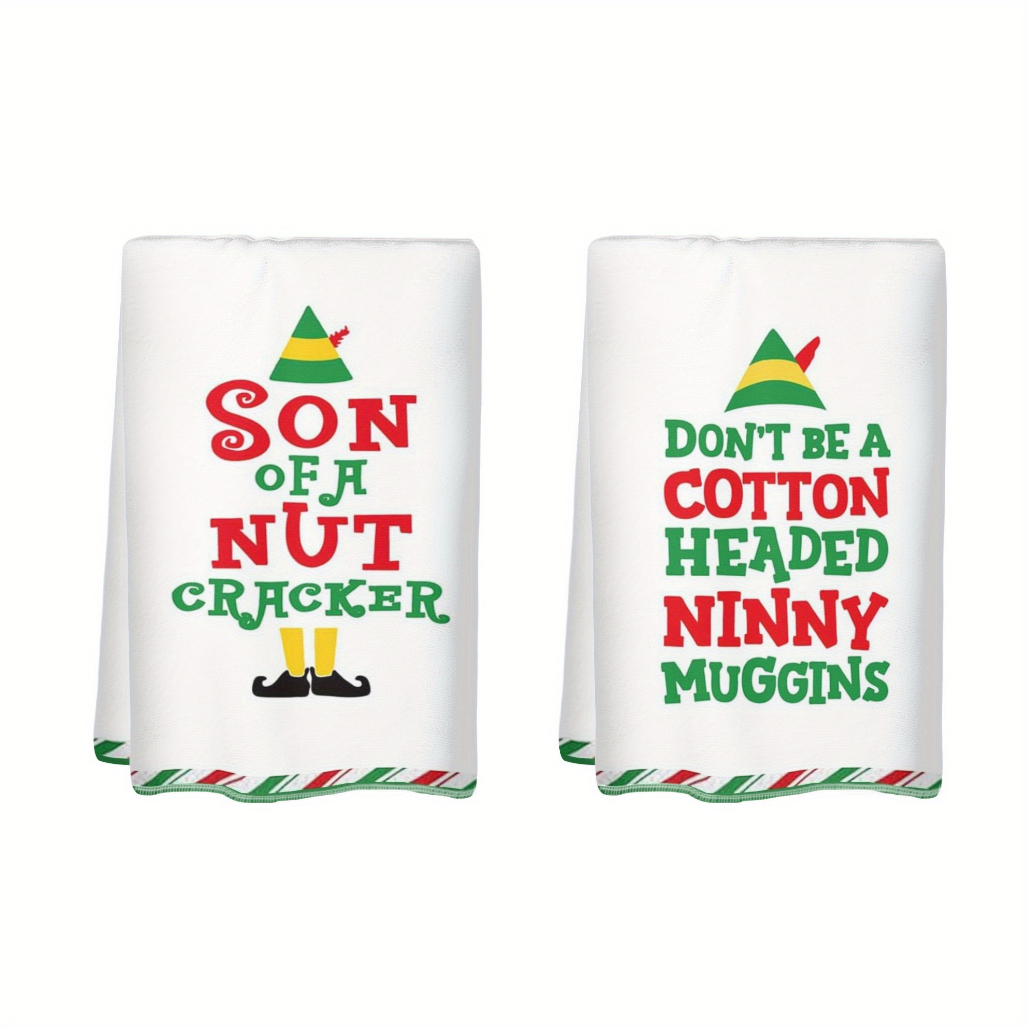 

2pcs Funny Elf Christmas Kitchen Towels - 18x26" Absorbent Polyester Dish Towels With Motivational Phrases, Holiday , Christmas Dish Towels, Christmas Decor