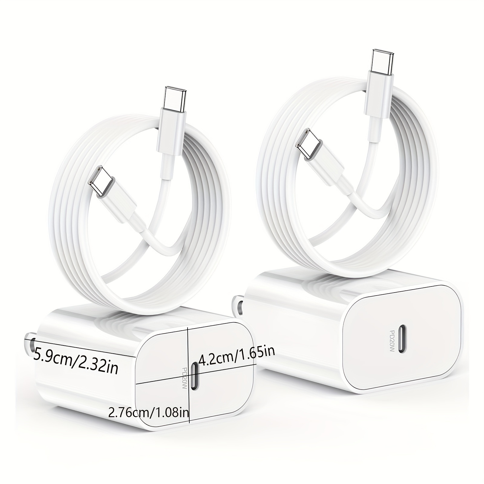 

2pack For Charger And 6ft C To C Long, 20w Usb C Charging For Iphone 15 / 15 , Ipad .9/ 11 4/ 3 Th/ Air/ 6 Gen, Adapter