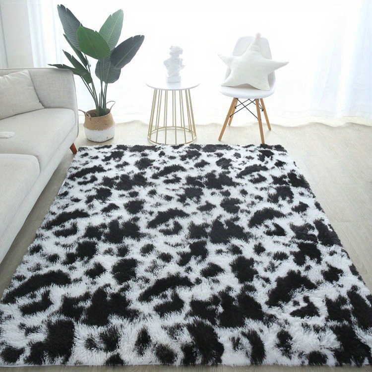 1pc pv velvet indoor plush area rugs black and   geometric rugs non slip large rugs for living room bedroom entryway hallway rugs fluffy and soft area rugs details 2