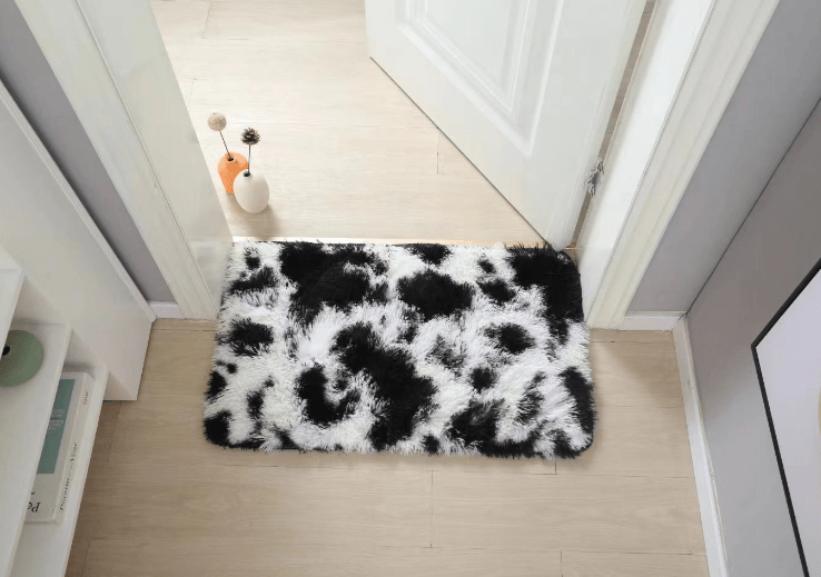 1pc pv velvet indoor plush area rugs black and   geometric rugs non slip large rugs for living room bedroom entryway hallway rugs fluffy and soft area rugs details 5