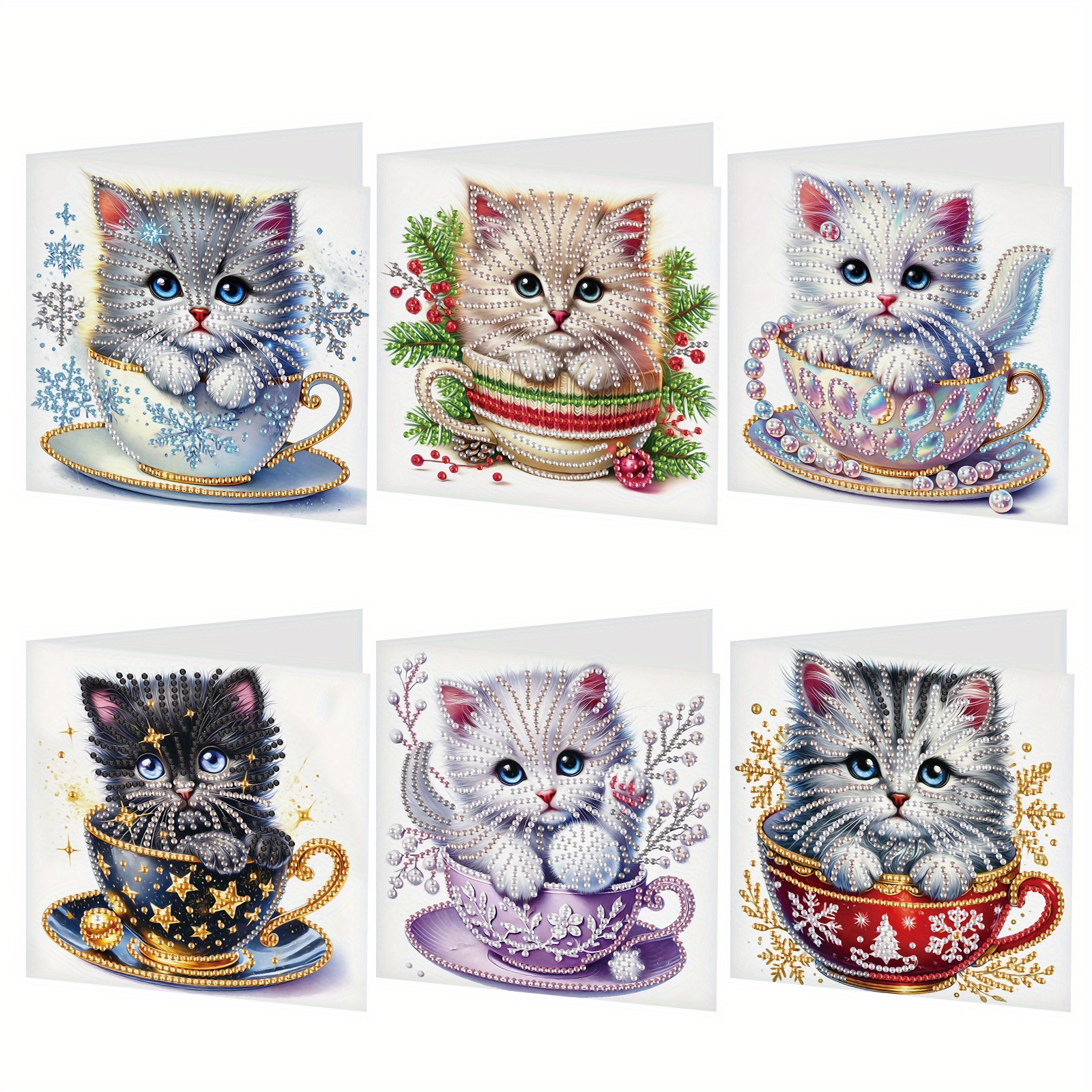 

1pc Cat Diamond Painting Greeting Kit - Diy Handcraft Irregular Shaped Diamonds, , For Or Cards, Pattern, Suitable For Day / Any Recipient, Supplies