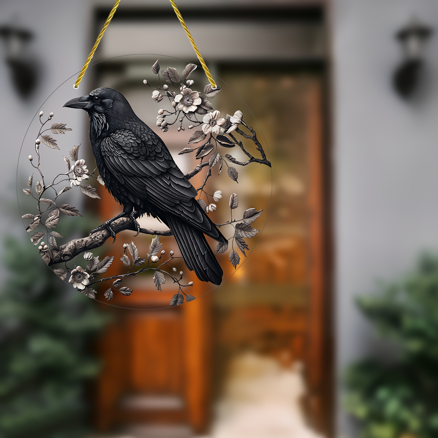 

Style Translucent Crow On Hanging Plaque, Acrylic Round Sun , Decorative For Windows, Wall, Patio, , Room & Garden, Decoration, Prom Decor, Holiday Decoration, Scene Decor, Waterproof Hangings