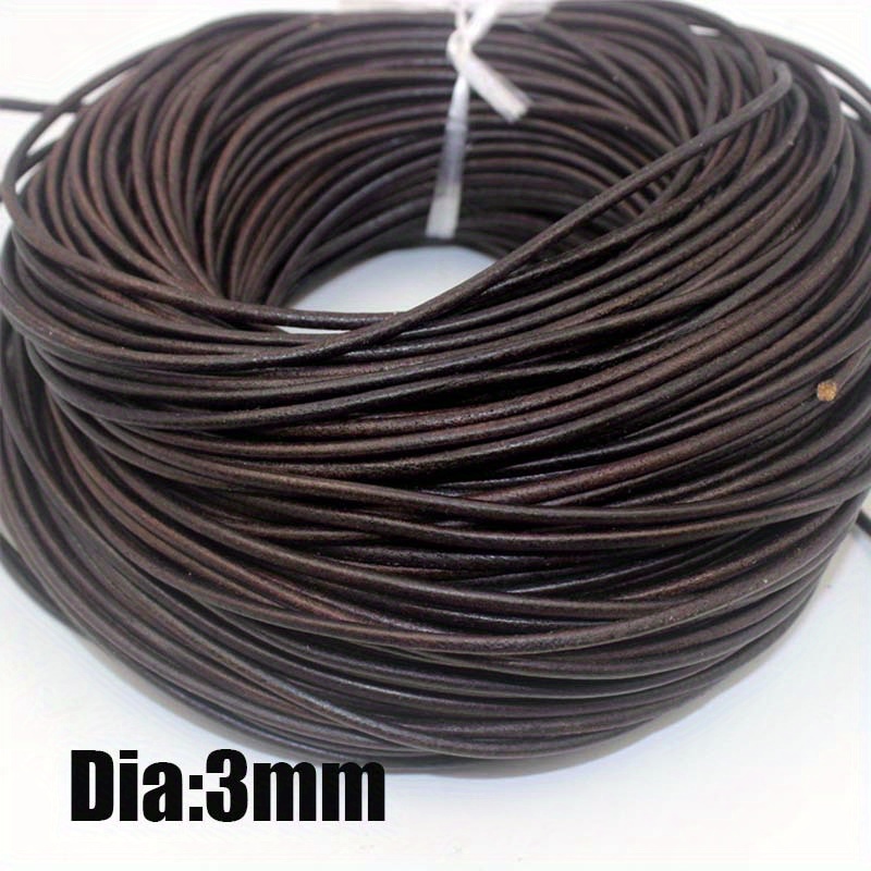 E-shop 500Cm/196.85In Multifunktionales Rindsleder Seil - Größe 5, 3Mm-6Mm Breit, Geeignet für Schmuck, Handwerk, Halsketten, Armbänder und Krawatten