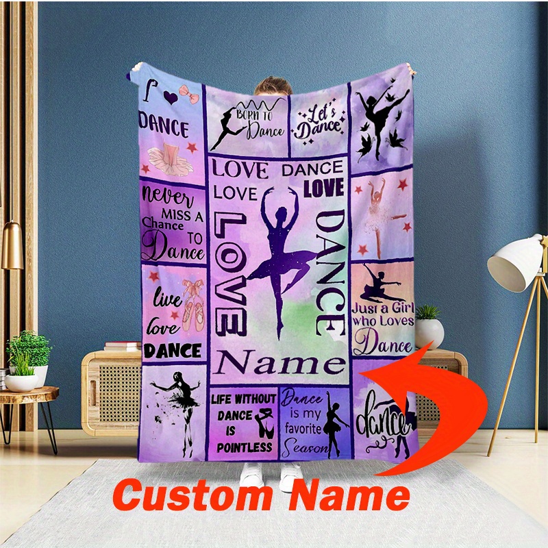 

Custom Name I Love Dancing Themed Flannel Blanket, Personalized 4 Soft And Warm, Digital Printed Polyester Knit, 200-250g, , Machine Washable, Home & Kitchen Bedding, , Animal Print, 1pc