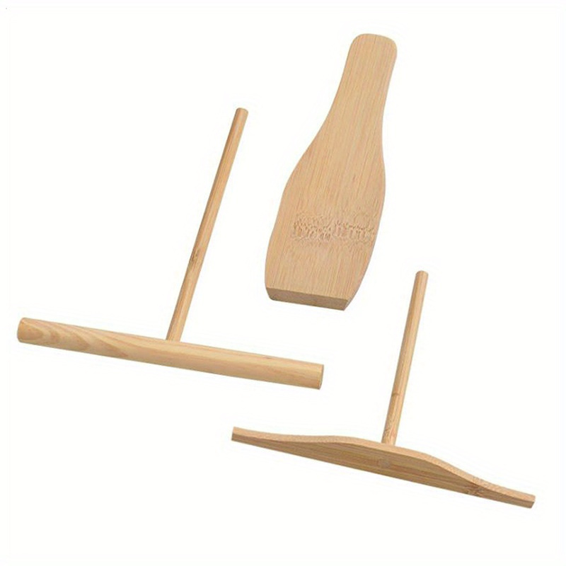 Image of 3pcs Wooden Pancake & Crepe Maker Kit - Bamboo Dragonfly Design, Food- Spreaders For Perfect Batter Circles, Ideal For Home Kitchen Use