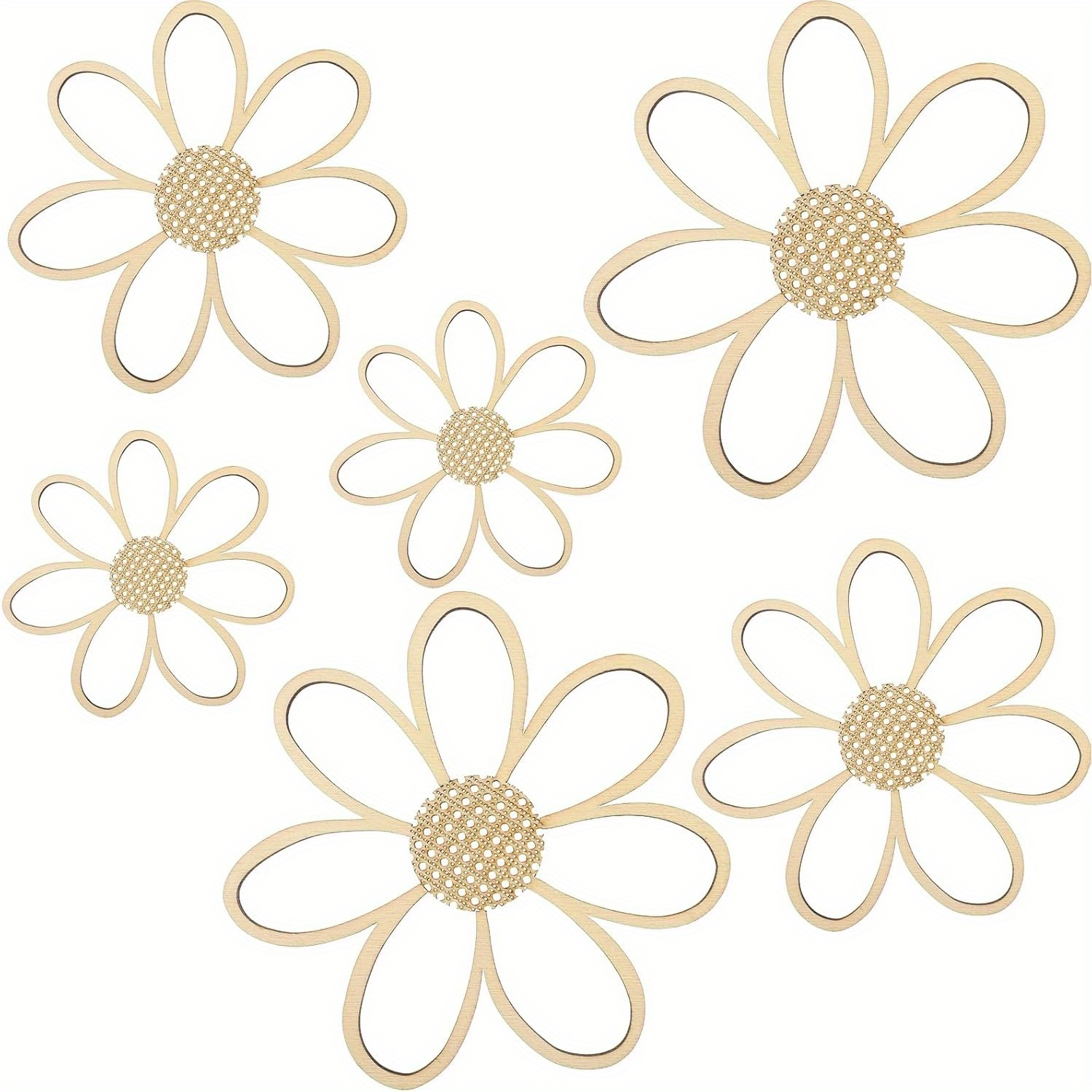 TEMU 6 Pcs Daisy Wall Decor, Wooden Daisy Wall Art Flowers Wall Signs Hanging Plaque For Home Bedroom Farmhouse Bathroom Decorations Housewarming Gifts ()